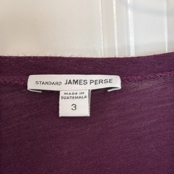 James Perse SHEER SLUB LONG SLEEVE Round NECK TEE Size Large (3) Plum/Burgundy - Picture 2 of 6